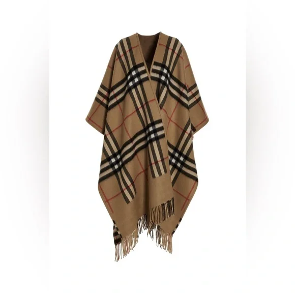 Burberry Check Large Cashmere Wool Reversible Cape